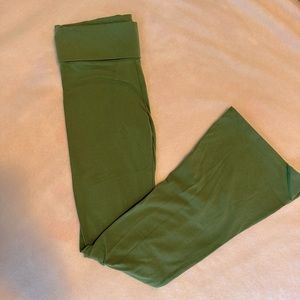 Pink foldover waist flare legging